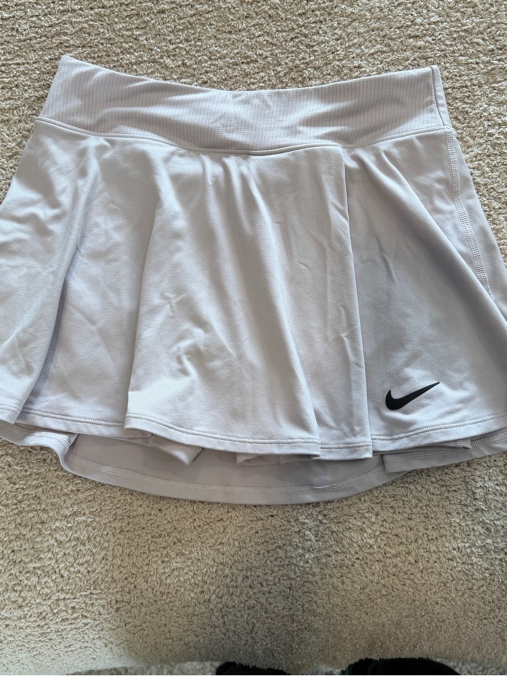 Nike White Flared Athletic Skirt with Black Swoosh